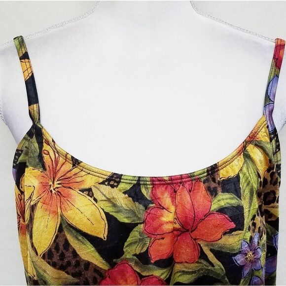 VINTAGE 80s Inches Away Tropical Blousen Swimsuit - Picture 3 of 9